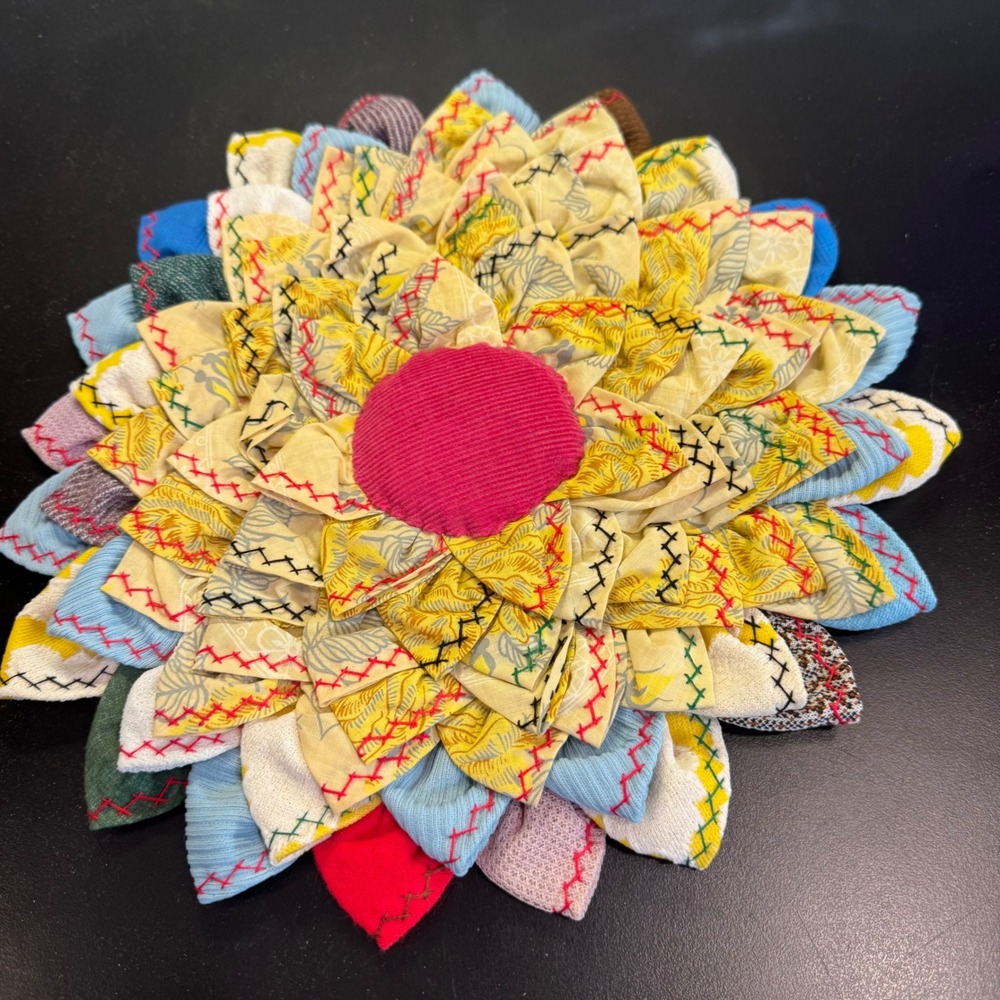 Handmade Petal Pop Zinnia Wall Hanging Art 11in Multicolor Boho Floral Decor